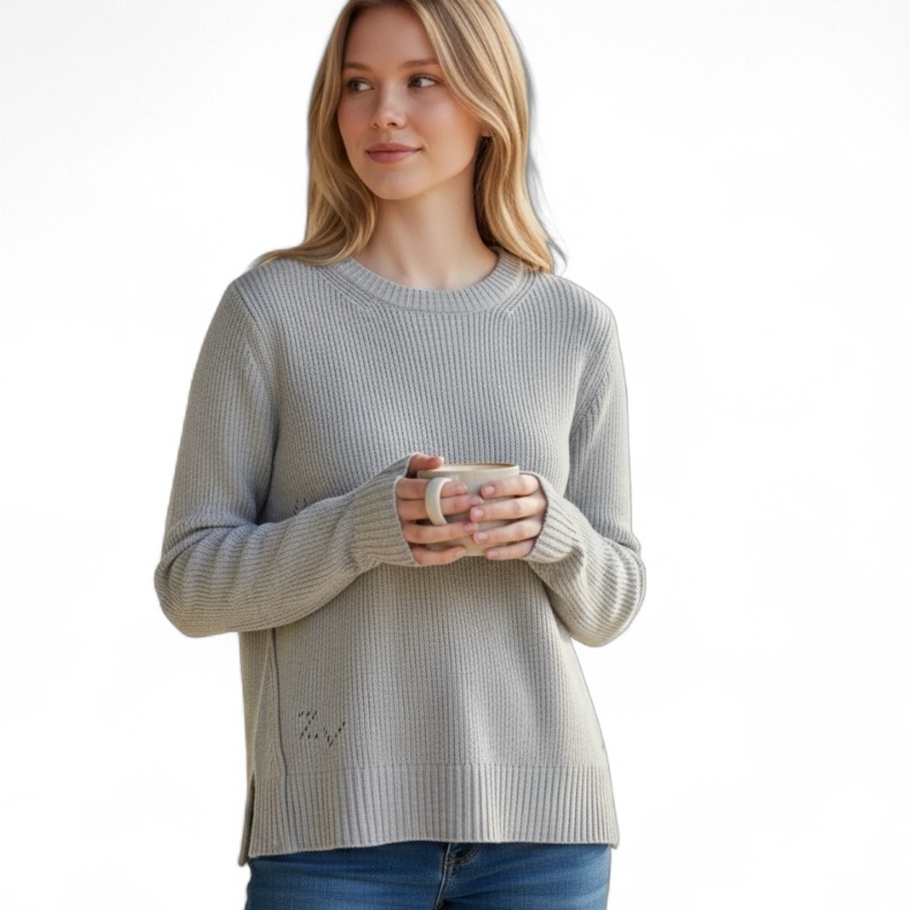 ZADIG & VOLTAIRE CASHMERE QUIET LUXURY LIGHT BLUE ROUND CREW NECK SWEATER XS